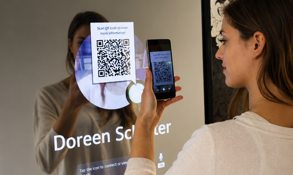 Digital signage integrated with mobile phones through QR codes