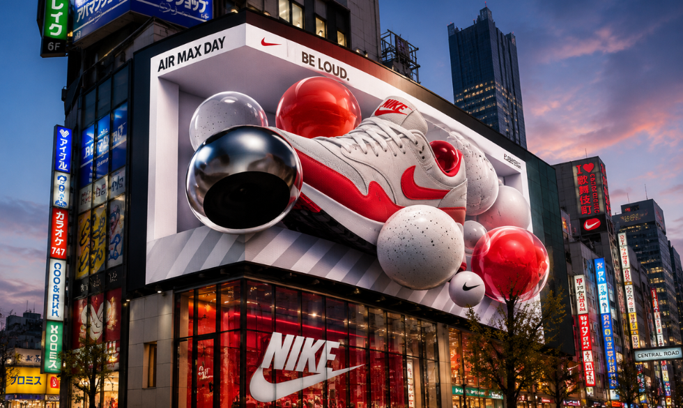 Anamorphic 3D digital billboard creative format