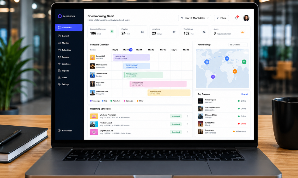 Screenora Dashboard in a Modern Office