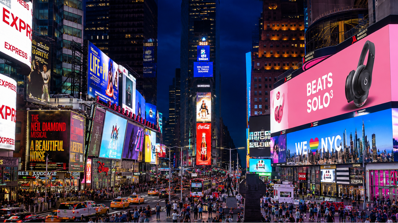 Large outdoor LED display screen managed by Intelisa digital signage
