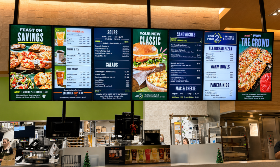 Modern fast casual restaurant menu display