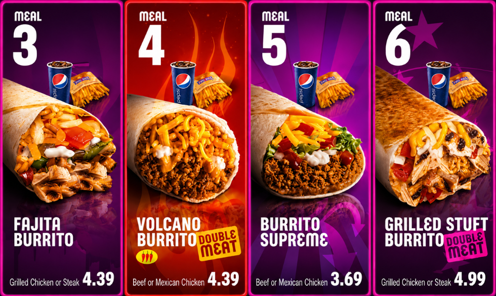 Vibrant fast food menu board design with motion