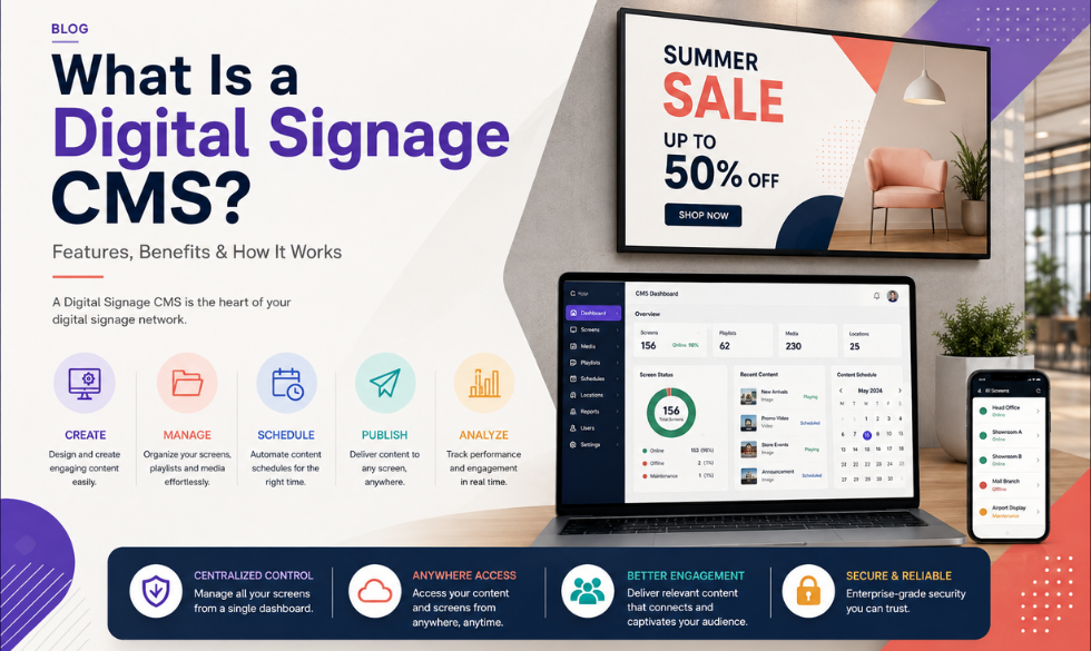What Is a Digital Signage CMS? Features, Benefits & How It Works